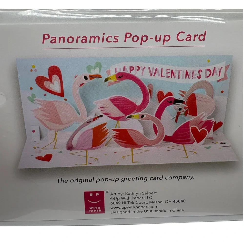 2‎ Valentines Day Cards Up With Paper Panoramics Pop Up Card Flamingos
